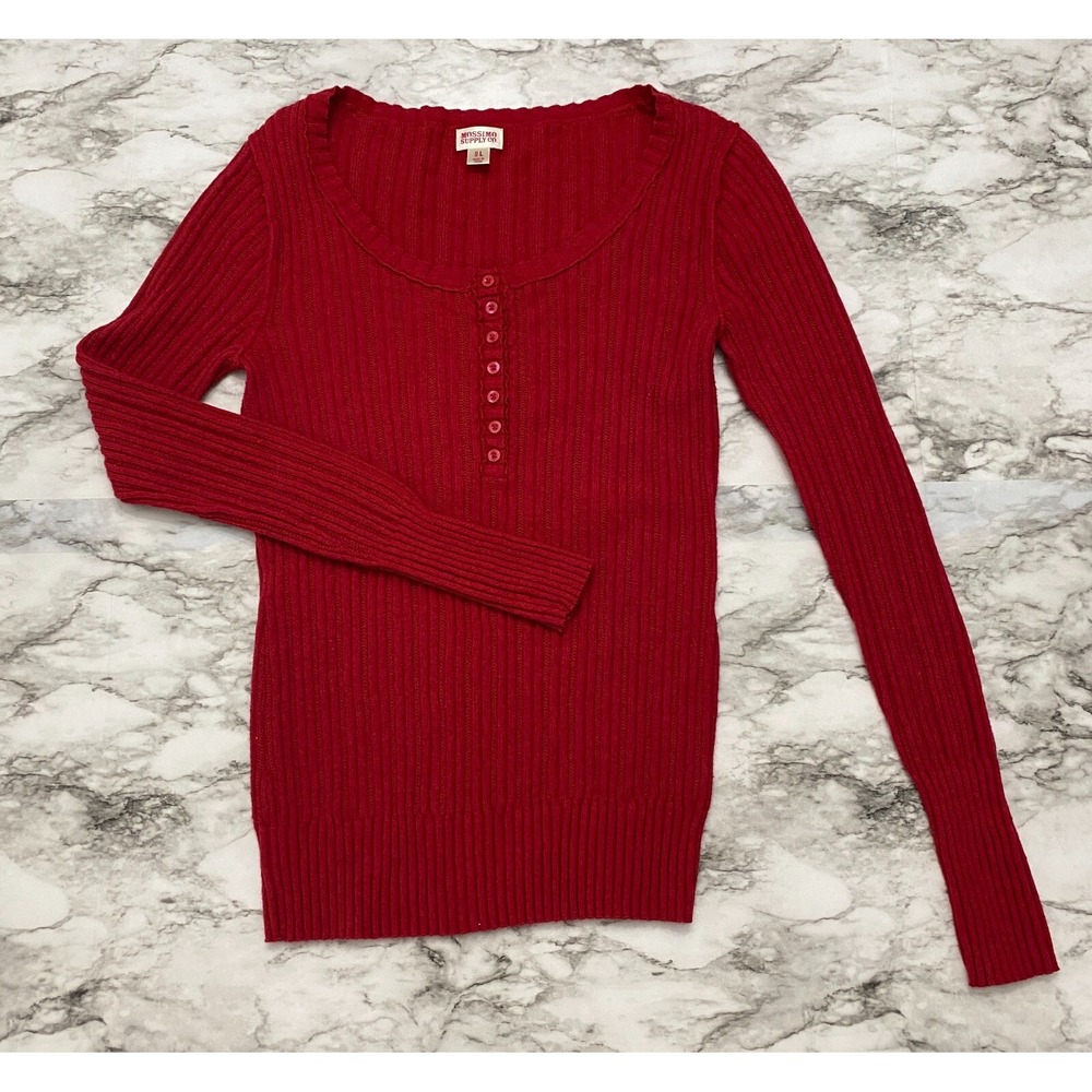 MOSSIMO SUPPLY CO Womens Sweatshirt Size L Red Long Sleeve Pullover Knit